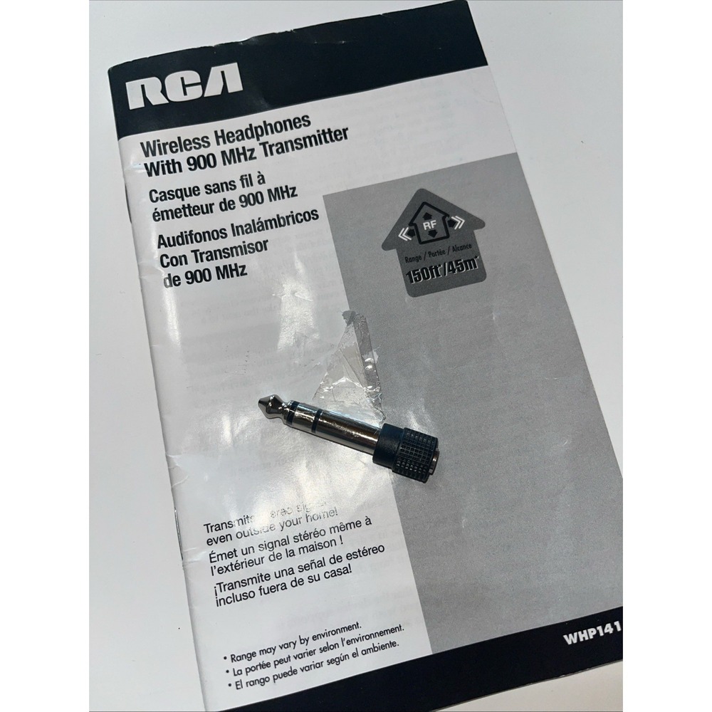 Original RCA 1/4" Stereo Adapter Plug w/ Manual From WHP141 Headphones